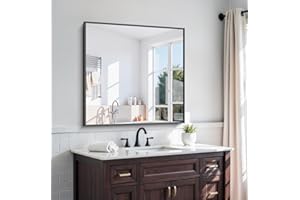 KOCUUY Black Bathroom Mirror, 36x36 Inch Square Mirror for Over Sink, Modern Decorative Wall Mirror for Bedroom Living Room Bathroom, Hang Horizontal/Vertical