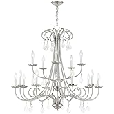 Livex 40879-91 Transitional 15 Light Foyer Chandelier from Daphne Collection in Pwt, Nckl, B/S, Slvr. Finish, Brushed Nickel