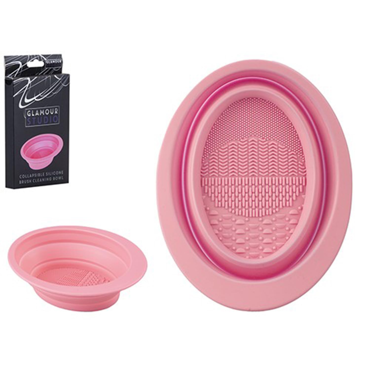 Pink Collapsible Silicone Brush Cleaning Bowl - 1 Pack, Space-Saving & Quick-Dry Design - Ideal For Home & Travel Makeup Lovers