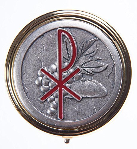 Holy Communion Pyx 6.5 cm diameter x 2 cm deep. Eucharistic Minister Pyx. Pyx for Communion Wafers. Pax emblem, Grapes and Bread Design. Pyx.