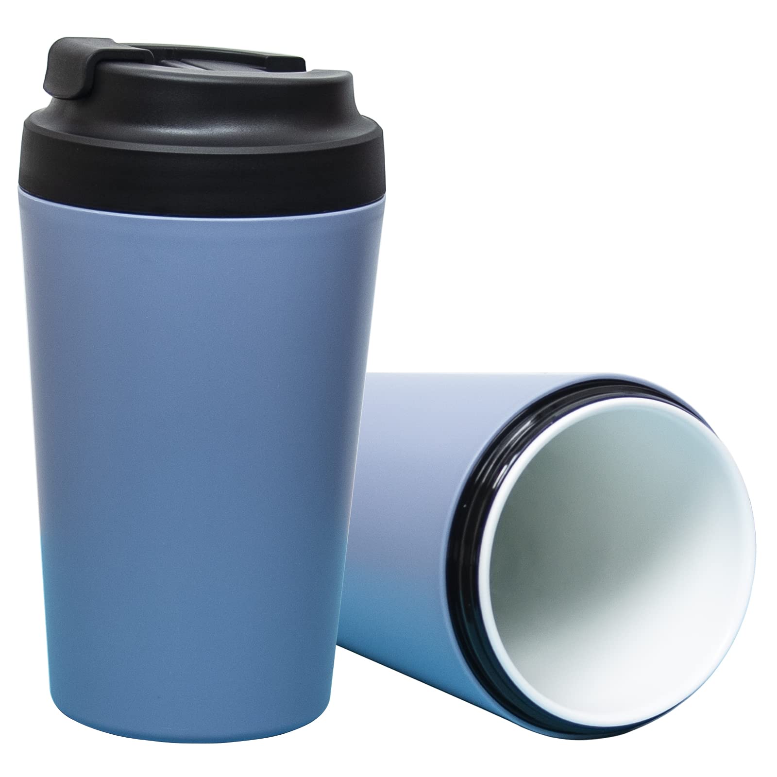 Klaraber Travel Coffee Cup, Ceramic Lined Travel Mug with Leakproof Lid, Insulated & Reusable, Eco-Friendly for Hot & Cold Drinks 350ml (Blue)