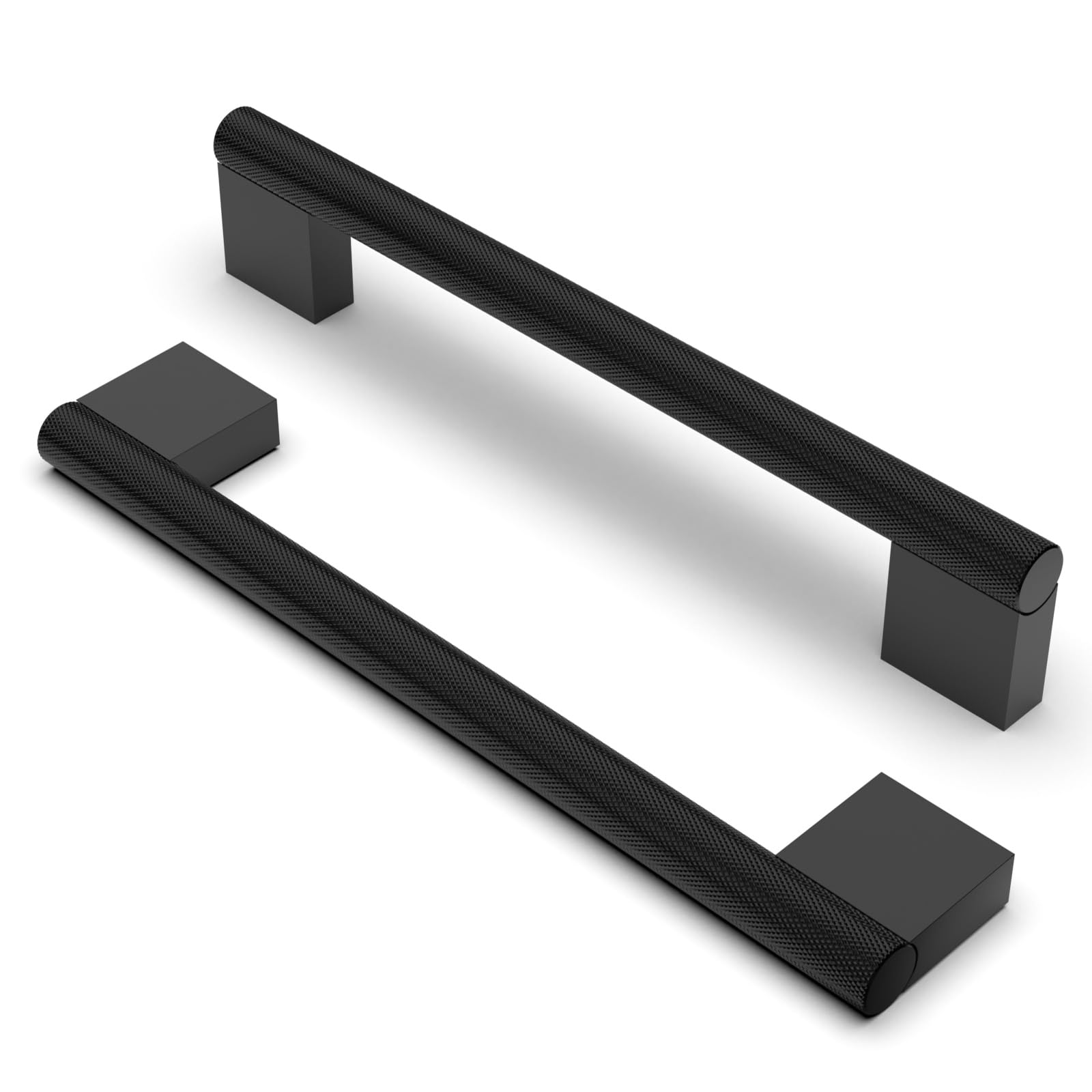 FURNIWARE Pack of 10 Vintage Cabinet Handles, Knurled Furniture Handles, 160 mm Hole Spacing, Matt Black, Kitchen Handles, Drawer Handles, Furniture Handles for Kitchen Cabinets, Cupboards, Drawer — image 1