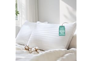 LYRALITH Hypoallergenic Cotton Cover with Soft Down Alternative Pillows, Standard/Queen Size Set of 2, Luxury Hotel Quality, Ideal for Side, Back and Stomach Sleepers, Oeko-TEX Certified