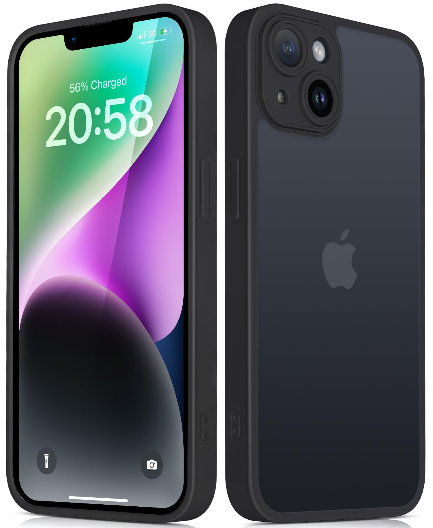 Mootobo for iPhone 14 Plus Case with Camera Lens Full Cover Protection, 10FT Military Grade Drop Protection Phone Case with Anti-Fingerprint Matte Back 6.7 inch - Black — image 1