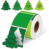 Whaline Christmas Tree Direct Thermal Labels Stickers Green Colored Pine Tree Cedar Self-Adhesive Printer Decals for Xmas Holiday DIY Candle Name Tag Logo Design, 400 Pcs