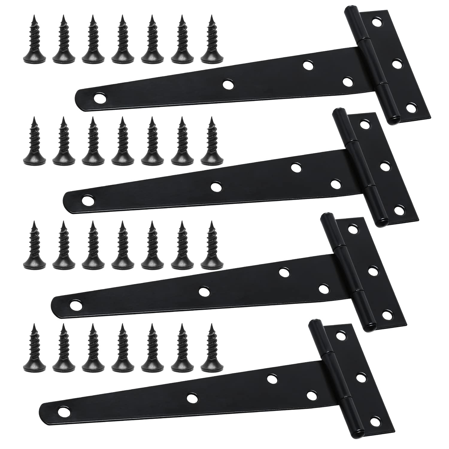 4 Pcs Heavy Duty T Hinges with Mounting Screw, 6 Inch (150mm) T Strap Door Hinges, Tee Hinges Galvanised for Wooden Gate Door Window