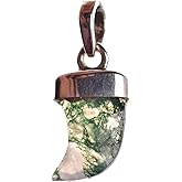 Natural Moss Agate Crystals Pendant Necklace, Hexagon Cabochon Gemstone, Energy Healing Crystals, Birthday, Gift for Her, Gemstone Jewelry 18 inch AAA+ Quality (Moss Agate A)