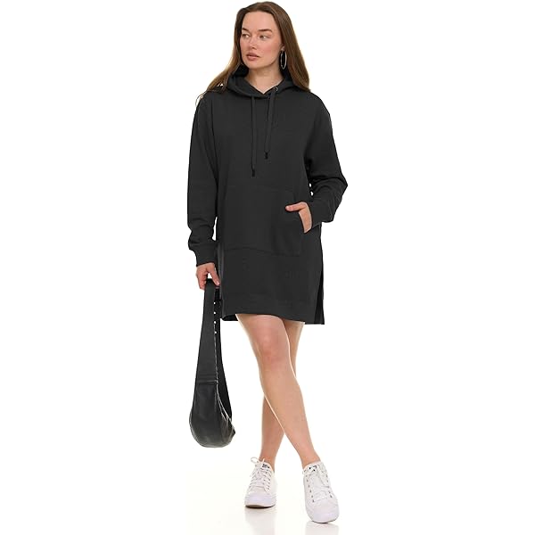 Hoodie Dress for Women Hooded Dress Cute Tunic Dress Athleisure Drawstring Hooded Sweatshirt Dress Casual Long Sleeve Mini Dress Loose Comfy Fleece Pullover Sweater Dress with Pockets Fall Outfits at Amazon Women's
