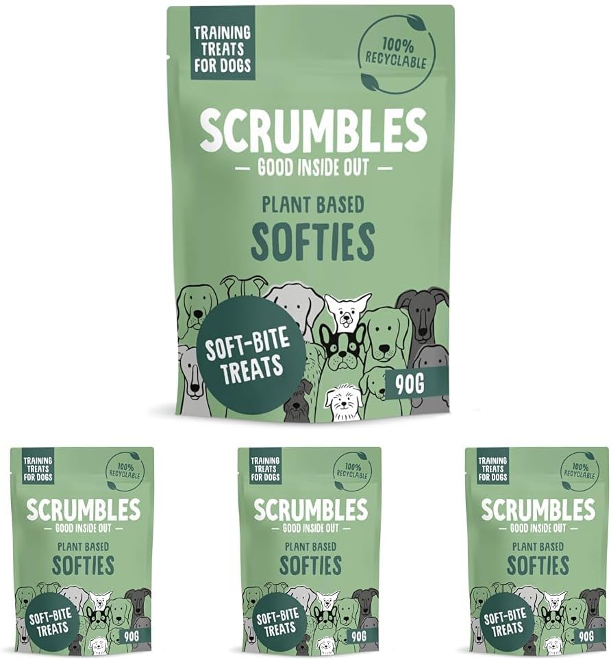 Scrumbles Softies Plant Based Dog Training Treats 90g Pack of 4