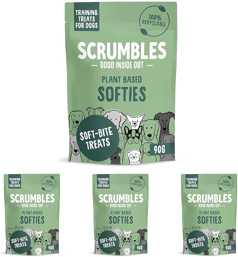 Scrumbles Softies Plant Based Dog Training Treats 90g Pack of 4