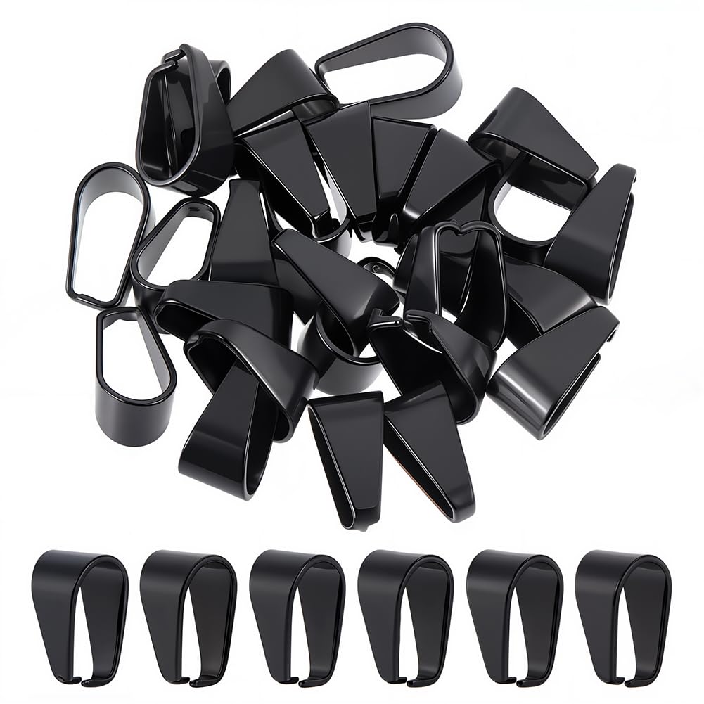 SUNNYCLUE 1 Box 30Pcs Pinch Bails Stainless Steel Pendant Bail Black Snap on Bails Slider Pendant Clasp Open Clip Bails Hook Pendant Clasps Necklace Chain Slider Connectors for Jewellery Making Kits