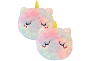 Krinisou Unicorn Coin Purse for Girls Kids, Small Kawaii Plush Animal Coin Pouch with Keychain Zipper 2Pcs