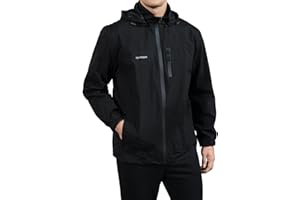 ANGBATER Men's Classic Windbreaker Jacket Lightweight All-Sport Waterproof Hiking Coat Detachable Hooded Windbreakers for Men