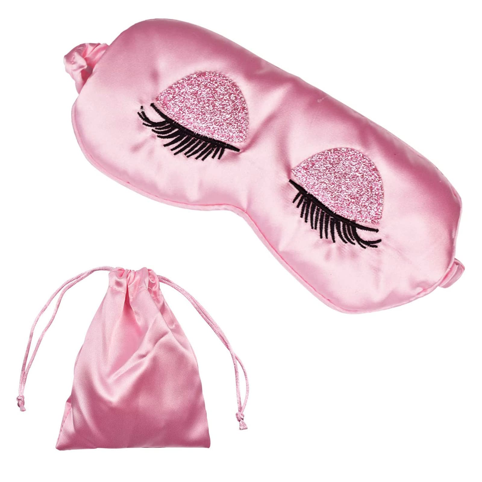 Eye Mask for Sleeping, Ulife Mall Satin Blindfold Silk Sleep Mask Smooth Soft Breathable Travel Eye Cover Eyeshade with Elastic Strap for Women Girls - Pink