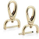 CRAFTMEMORE 2pcs Detachable Snap Hook Swivel Clasp with Screw Bar Bag Hardware Replacement VT501 (1/2 Inch, Gold)