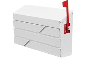 YOOBOX Wall Mount Mailbox for House Outside, Large Capacity Mailbox with Flag Drop Box, Galvanized Steel and Rust-Proof Metal Post Box, 15.74"x9.84"x4.33", White, MD065