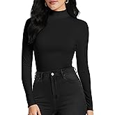 YumiDay Women's Long Sleeve Mock Turtleneck Tops, Lightweight Baselayer Shirts, High Neck Pullover Undershirts Stretchy