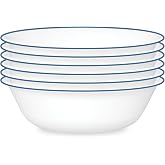 Corelle Botanical Stripes 6-Piece 18-Ounce Bowl Set | Lightweight, Chip-Resistant Vitrelle Glass, Dishwasher, Microwave &amp; Oven Safe, Made in USA