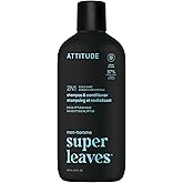 ATTITUDE Men's Shampoo and Conditioner 2-in-1, Scalp Care for Build Up & Oily Hair, Refresh With Peppermint & Willow Extract, 97% Natural Origin Ingredients, EWG Verified, Eucalyptus & Sage, 14 Fl Oz