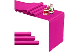 PUFOGU 4-Pack Hot Pink Satin Table Runner 12 x 108 Inch Long Fuchsia Bright and Smooth Silk Fabric Table Runner for Wedding Banquet Birthday Party Decoration