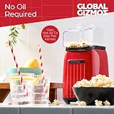 Global Gizmos Hot Air Popcorn Maker 1200W Red 4 Bags Included view 8