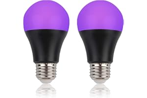 GREENIC UV Led Black Light Bulb 2 Pack, 8W (60W Equivalent) A19 E26 Blacklight Bulb UVA Level 385-400nm, Glow in Dark for Body Paint Club Party Neon Posters