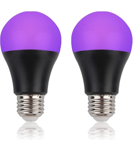 thumbnail image 2 of JSVSAL 2-Pack UV Black Light Bulbs – 6W E26 Base, 395-400nm, For Glow Parties, Halloween Decor, Non-Dimmable 2 of 12
