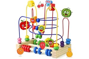 Fajiabao Bead Maze Toy Wooden Toddler Roller Coaster Abacus for Toddlers 1-3 Montessori Activity Cube for Kids First Birthday Gifts for Boys Girls 1 2 3 Years