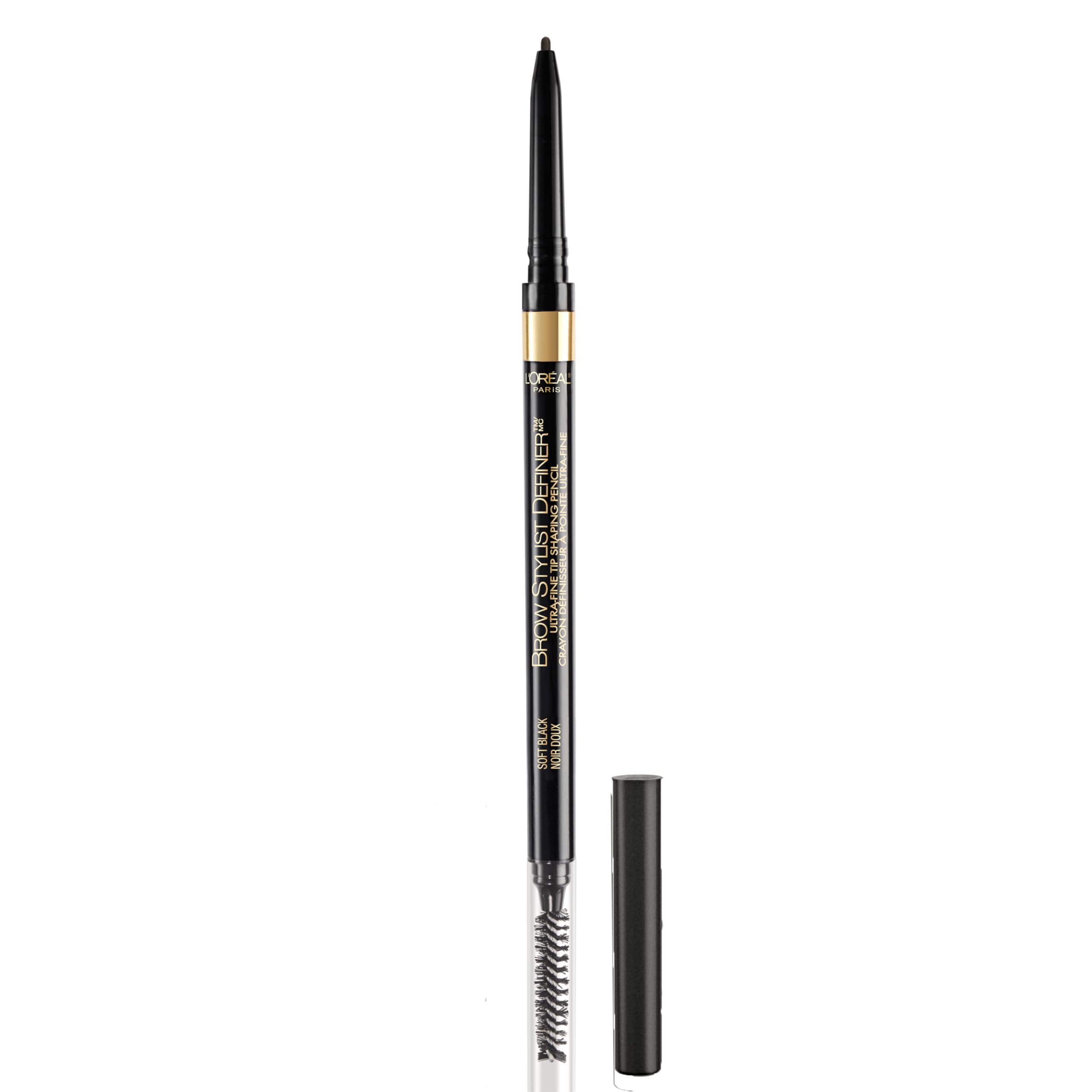 Photo 1 of L'Oreal Paris Makeup Brow Definer Waterproof Eyebrow Pencil, Ultra-Fine Mechanical Pencil, Draws Tiny Brow Hairs and Fills in Sparse Areas and Gaps, Soft Black, 0.003 Ounce (Pack of 1)