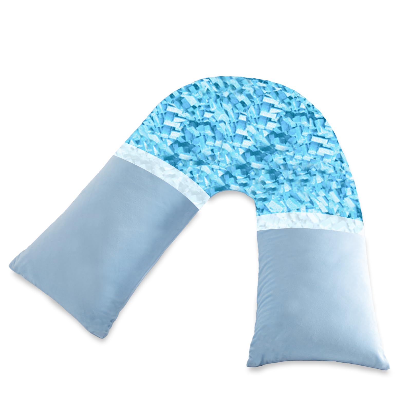 AS AWESLING Shredded Memory Foam V Pillow, V Pillow for Neck and Shoulder Pain (BLUE)
