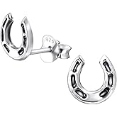 925 Sterling Silver Horseshoe Stud Earrings, Sold as a Pair
