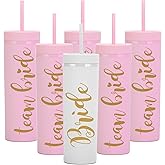 Essasea Bride & Team Bride 16oz Skinny Tumblers.Bachelorette Party Cups.Engagement Wedding Gifts.Bridesmaid Proposal Gifts.Bridal Shower Gifts.Bride Bridesmaids Bridal Party Tumblers Cups.