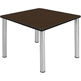 Regency Kee 36 in. Medium Square Breakroom Table- Neo Walnut Top, Chrome Legs