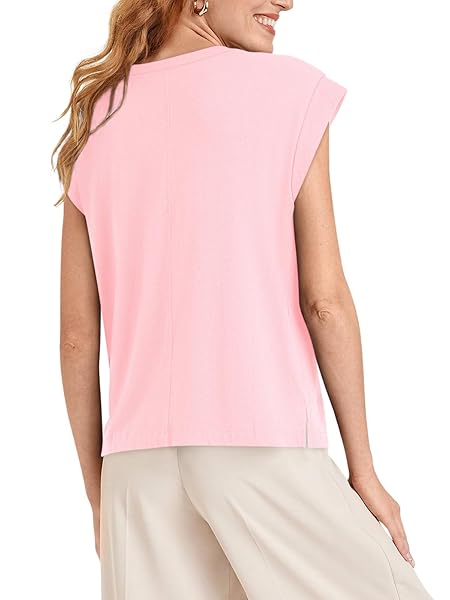 YOUSIFY WOMENS TANK TOPS CASUAL LOOSE FIT T SHIRTS CREWNECK SHORT SLEEVE TUNIC TOPS SUMMER DRESSY TOPS WOMEN TEE SHIRTS PINK