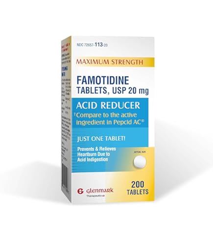 Amazon.com: Glenmark Therapeutics Original Strength Famotidine Tablets, 10  mg, Acid Reducer for Heartburn Relief, 200 Count (Pack of 2) : Everything  Else