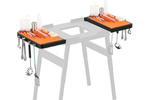 LS'BABQ LS‘BABQ XSKUSSDTBL Attachable Side Table Accessories for Ninja Woodfire XSKUNSTAND Outdoor Grill Stand,Side Utensil Holder Attachement with Universal Silicone Tools Mat for Ninja Grill Table, Set of 2