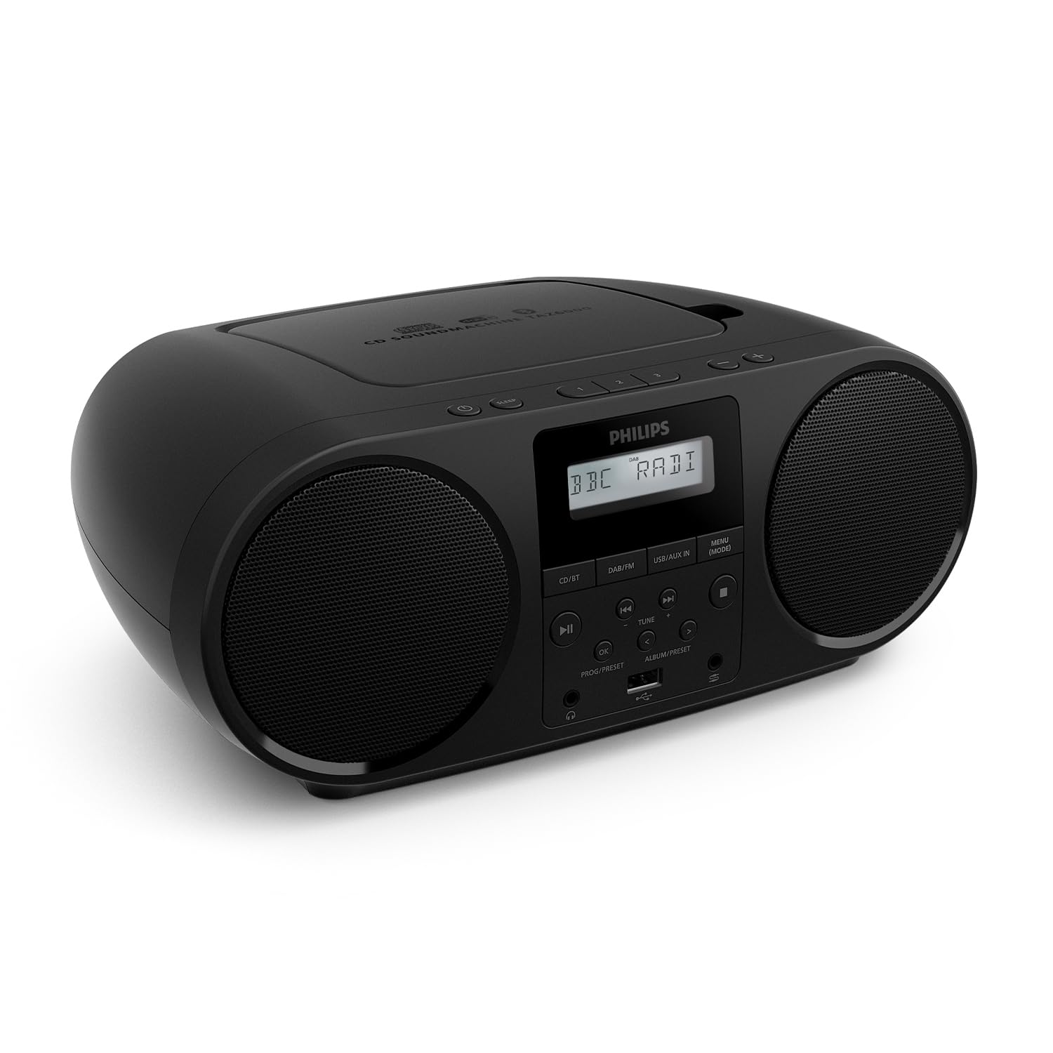 Philips TAZ6000 Multifunktions-CD-Spieler mit DAB+-/FM-Radio, Bluetooth 5.4, USB, Dynamic Bass und 3,5 mm Kopfhörerbuchse