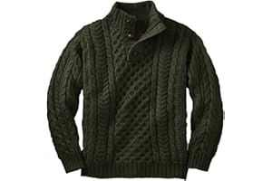 Makkrom Kids and Boys Mock Neck Pullover Sweater Long Sleeve Button Cable Knitted Jumper