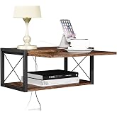 2-Tier Floating Nightstand, Wall Mounted Bedside Table, Wood Bedside Shelf Wall Mounted Nightstand, Floating Bedside Table Wall Shelf for Bedroom, Living Room, Kitchen, Office, Rustic Brown