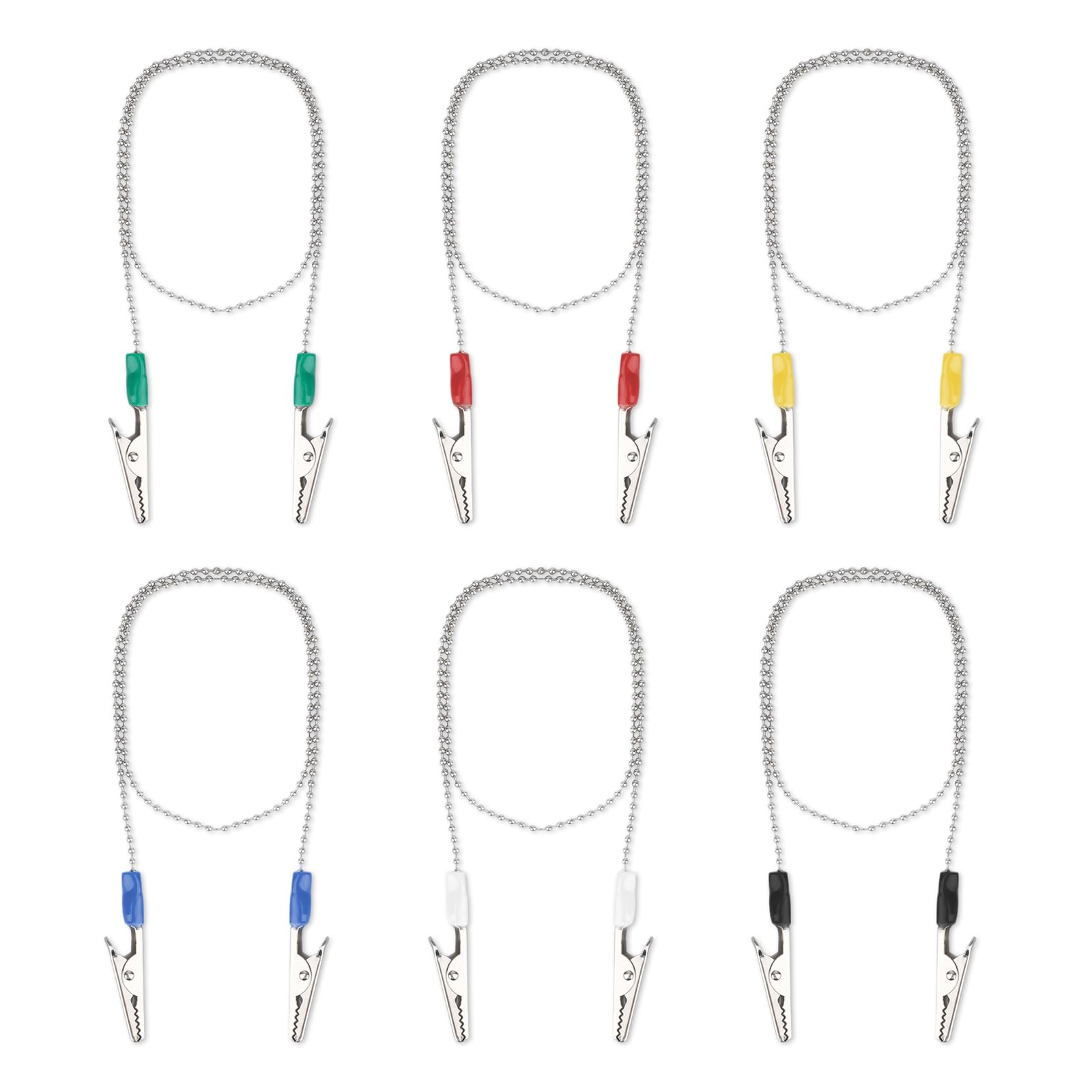 Photo 1 of 6pcs Dental Bib Clips with Chain, 22.8 Inch Adjustable Metal Napkin Clips for Dentist Clinic Reusable Neck Chain Bib Holder for Adults Kids Elders (6 Colors)