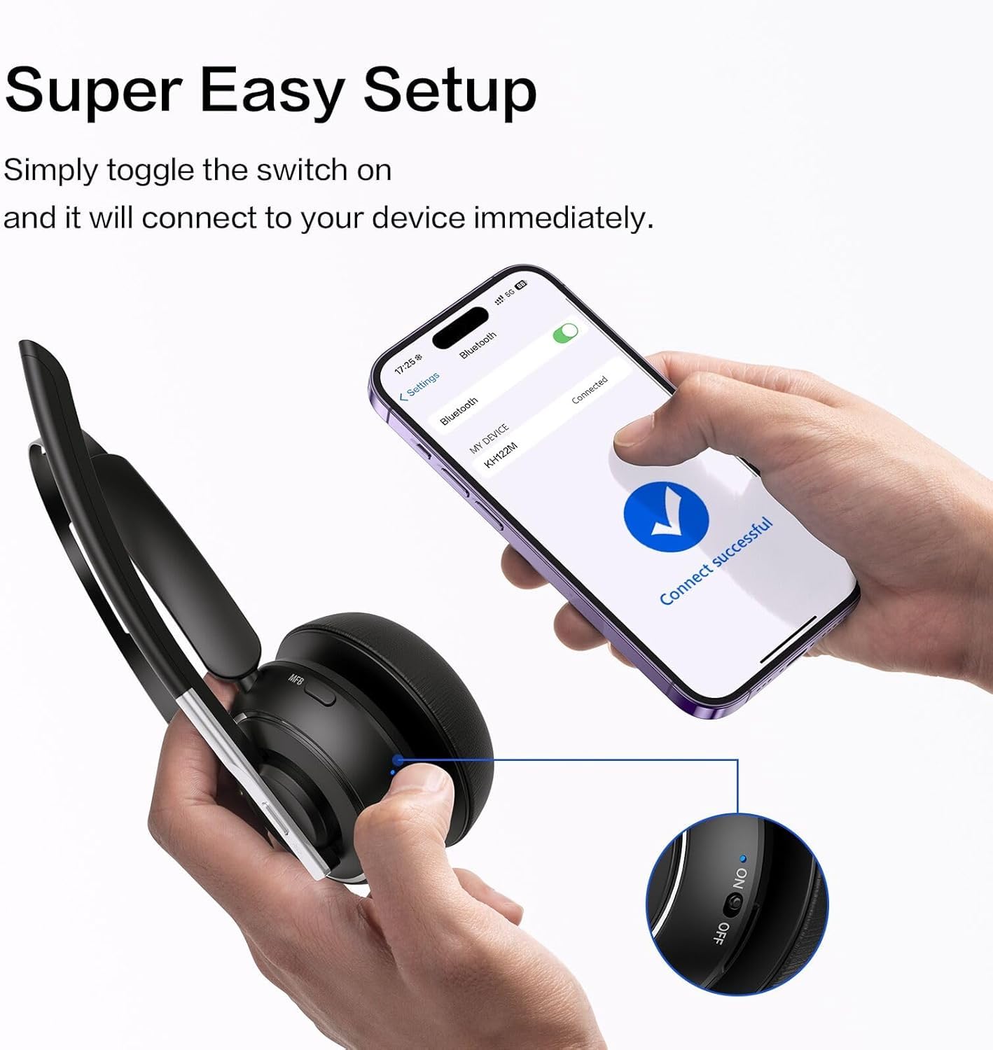 Condition photo showing New/Like New for otyhvv wireless headset for work with memory foam, bluetooth headset with microphone, 180° flexible