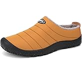 UBFEN Mens Womens Winter Warm Slippers with Fuzzy Plush Lining Slip on House Shoes Indoor Outdoor Anti-Skid Rubber Sole