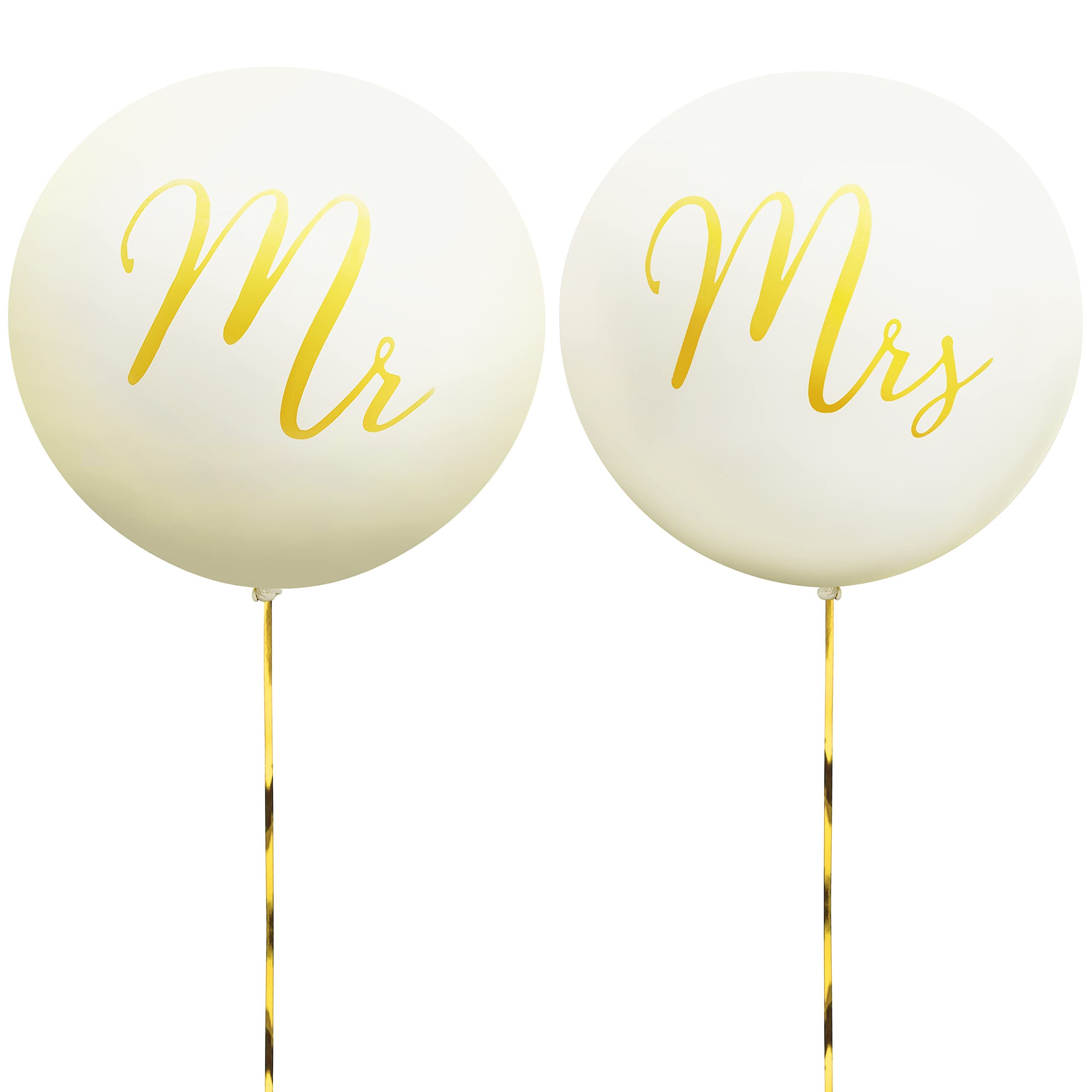 YFGOODS Wedding Balloons, Pack of 2 - 1m Diameter, Gold & Silver for Helium - Ideal for Weddings, Anniversaries & Proposals