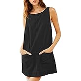 LIWEIKE Women's Corduroy Overall Dress Sleeveless A line Fall Mini Dress Pinafore Jumper with Pockets