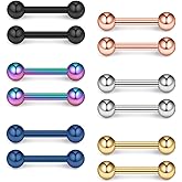 Ruifan 316L Stainless Steel Nipple PA Tongue Shield Barbell Ring Bar Body Piercing Retainer 12G 12mm 2-12PCS