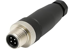 Elecbee M12 Cable Connector Circular Waterproof Aviation Plug Field Installable Screw Termination Unshield Straight (4 Pin Male D-Code)