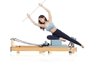 Pilates Reformer,Foldable Wooden Pilates Reformer Machine for Home, Gym & Studio | Portable Equipment with Dual Resistance (S
