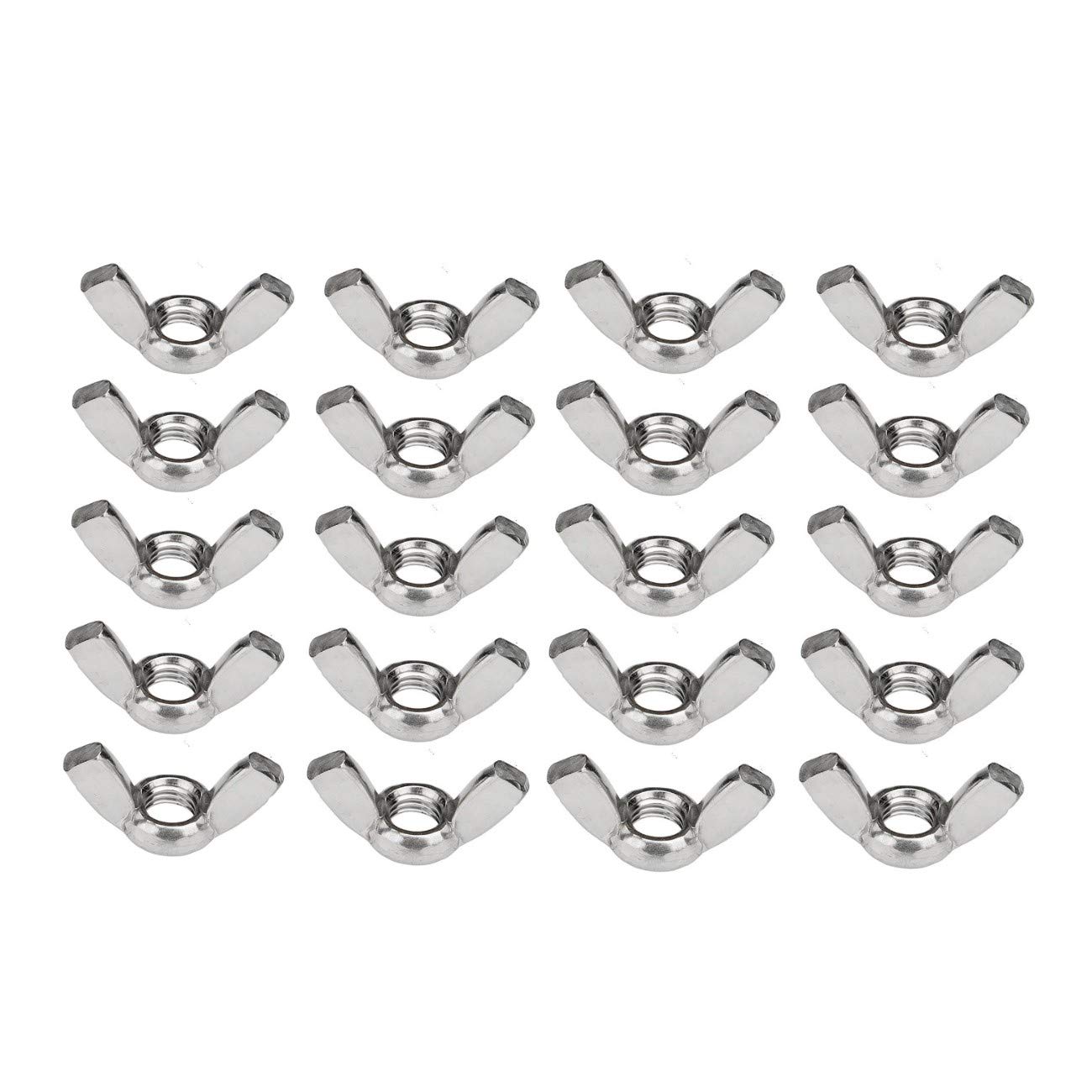 JZK 20 x 304 Stainless Steel Wing Nut Set M6 (1/4 inch) Butterfly Nut Hand Twist Fasteners Hardware