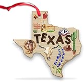 Texas Ornament, Texas Christmas Ornament, Keepsakes for Family Friends on Christmas Birthday, Housewarming Gifts for Neighbors Colleagues Boss, Wood Gift Decorations (02)