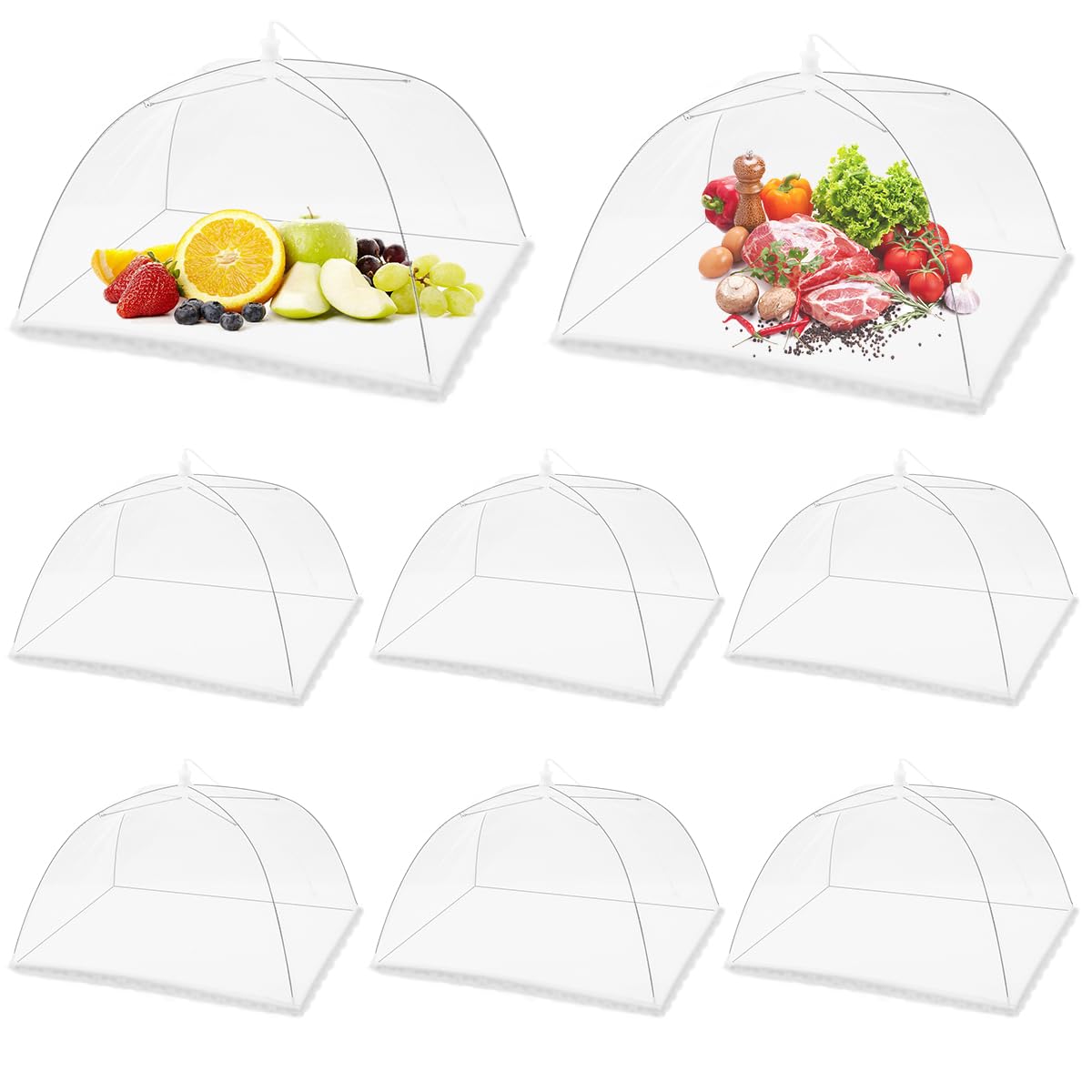 Photo 1 of (6pcs) Pop-up Picnic Food Tent Covers, 17x17Inch Foldable Mesh Screen Food Covers for Outdoors, Reusable Food Cover Net Keep Out Flies, Mosquitoes…